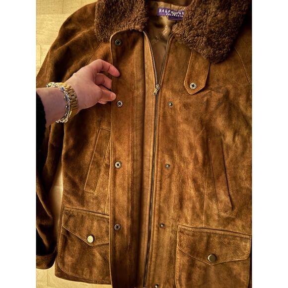 Ralph Lauren Collection Purple Label Shearling Suede Leather Brown Western 4 - Picture 4 of 9